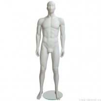 Манекен мужской, абстрактный, для одежды в полный рост, на круглой подставке, цвет слоновой кости, стоячий. MD-Solo Type 31M-07M
