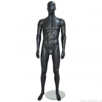 Манекен мужской, абстрактный, для одежды в полный рост, на круглой подставке, цвет черный, стоячий. MD-Solo Type 31M-06M
