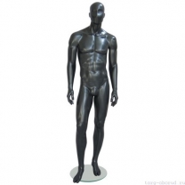 Манекен мужской, абстрактный, для одежды в полный рост, на круглой подставке, цвет черный, стоячий. MD-Solo Type 32M-06M