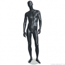 Манекен мужской, абстрактный, для одежды в полный рост, на круглой подставке, цвет черный, стоячий прямо. MD-Solo Type 35M-06M