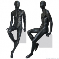 Манекен мужской, абстрактный, для одежды в полный рост, цвет черный, сидячий. MD-Solo Type 33M-06M