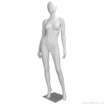 Манекен женский, белый, абстрактный, для одежды в полный рост на квадратной подставке, стоячий прямо. MD-Bingo Type 06F-01M