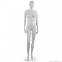Манекен женский, белый, абстрактный, для одежды в полный рост на круглой подставке, стоячий прямо. MD-RETRO 02F-01M
