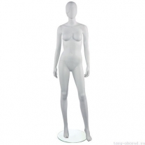 Манекен женский, белый, абстрактный, для одежды в полный рост на круглой подставке, стоячий прямо. MD-RETRO 04F-01M