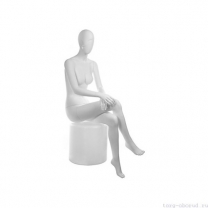 Манекен женский, белый, абстрактный, для одежды в полный рост на круглой подставке, сидячий. MD-RETRO 13F-01M
