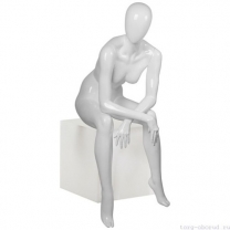 Манекен женский, абстрактный, для одежды в полный рост, цвет белый глянец, сидячий. MD-Glance 09(бел)