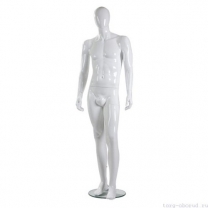 Манекен мужской, абстрактный, для одежды в полный рост, цвет белый глянец, стоячий прямо. MD-Glance 01(бел)