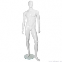 Манекен мужской, абстрактный, для одежды в полный рост, цвет белый глянец, стоячий прямо. MD-Glance 11(бел)