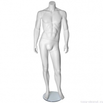 Манекен мужской, скульпутрный, без головы, для одежды в полный рост, цвет белый, стоячий прямо. MD-Smart (headless) Pose 05-01M