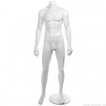 Манекен мужской, скульпутрный, без головы, для одежды в полный рост, цвет белый, стоячий прямо, классическая поза. MD-Smart (headless) Pose 08-01M