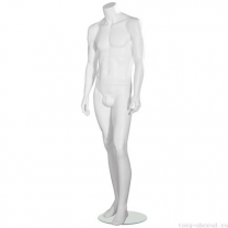 Манекен мужской, скульпутрный, без головы, для одежды в полный рост, цвет белый, стоячий прямо. MD-Smart (headless) Pose 09-01M