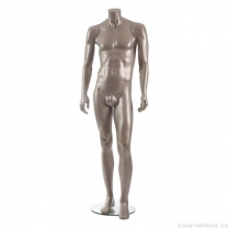 Манекен мужской, скульпутрный, без головы, для одежды в полный рост, цвет бронзовыый, стоячий прямо, классическая поза. MD-Smart (headless) Pose 09-05G
