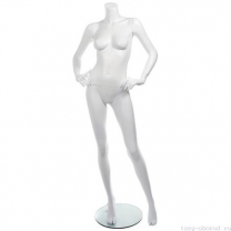 Манекен женский, скульпутрный, без головы, для одежды в полный рост, цвет белый, стоячий прямо, руки согнуты в локтях. MD-Smart (headless) Pose 31-01M