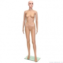 Манекен женский, пластиковый, с макияжем, телесного цвета, для одежды в полный рост, стоячий прямо. MD-F-5