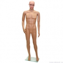 Манекен мужской, пластиковый, телесного цвета, для одежды в полный рост, стоячий прямо, правая рука немного согнута в локте. MD-M-2
