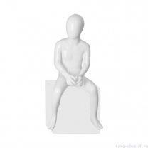 Манекен детский, стилизованный, белый глянец, для одежды в полный рост, на 6 лет, сидячий. MD-FRJ-10C-01G
