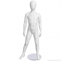 Манекен детский, стилизованный, белый глянец, для одежды в полный рост, на 7 лет, стоячий прямо. MD-FRJ-16C-01G