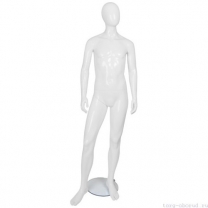 Манекен детский, стилизованный, белый глянец, для одежды в полный рост, на 12 лет, стоячий прямо, классическая поза. MD-FRJ-13C-01G