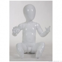 Манекен детский, стилизованный, белый глянец, для одежды в полный рост, на 1-1.5 года, сидячий. MD-Glance Junior 01