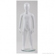 Манекен детский, стилизованный, белый глянец, для одежды в полный рост, на 4 года, стоячий прямо, классическая поза. MD-Glance Junior 03