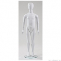 Манекен детский, стилизованный, белый глянец, для одежды в полный рост, на 6 лет, стоячий прямо, классическая поза. MD-Glance Junior 05